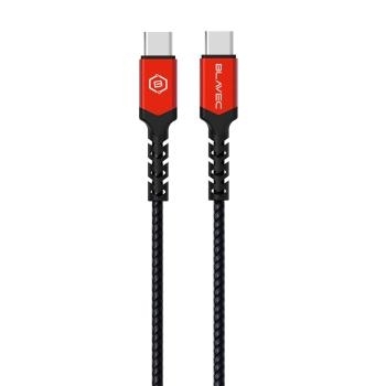 Kabel pleciony Typ C na Typ C Blavec Raptor PD 60W 3A 0,25m Apple CarPlay/Android Auto Czarny-Czerwony