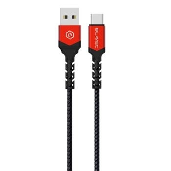 Kabel pleciony USB Typ C Blavec Raptor 3A 1m Apple CarPlay/Android Auto Czarny/Czerwony