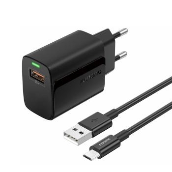 Ładowarka sieciowa USB Foneng EU64 18W + Kabel Micro USB Czarny