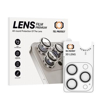 Szkło Hartowane na aparat Tel Protect 3D Lens Apple iPhone 16 Pro / 16 Pro Max Czarny (obiektyw 3 sztuki)