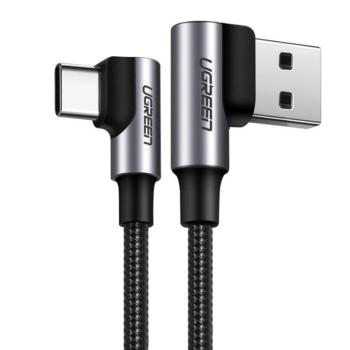 Kabel kątowy USB na Typ C Ugreen US176 QC 3.0 3A 1m Szary