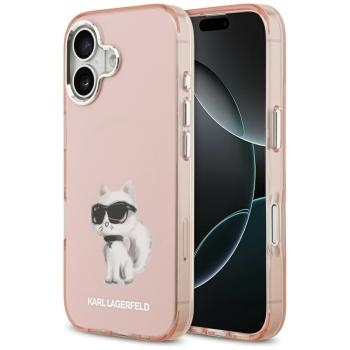 Markowy Hard Case Karl Lagerfeld IML Aquarelle Choupette & Logo Apple iPhone 17 Różowy