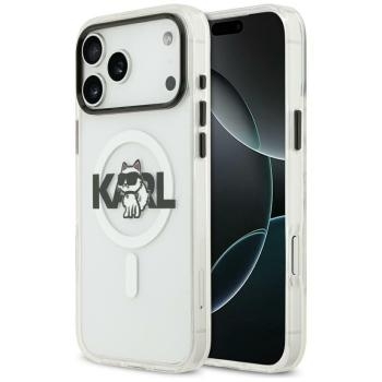 Markowy Hard Case Karl Lagerfeld IML Choupette Sketch Logo Magsafe Apple iPhone 17 Przezroczysty