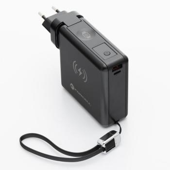 Ładowarka Wielofunkcyjna 6w1 Forcell F-Energy USB A + USB C PD 45W + Power Bank 15000 mAh + Ładowanie bezprzewodowe 15W Czarny