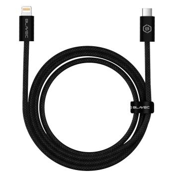Kabel oplot Typ C na Lightning Blavec Candy PD 20W 2,4A 3m Apple CarPlay Czarny