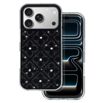 Flower Glitter Case Apple iPhone 16 Pro Czarny