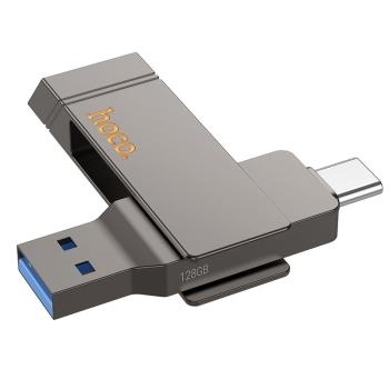 Pendrive 128GB USB 3.2 (USB A + USB C) Hoco UD15 Szary