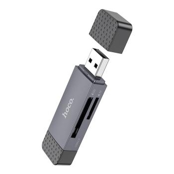 Czytnik kart SD TF Hoco USB A / USB C 2.0 HB45 Szary
