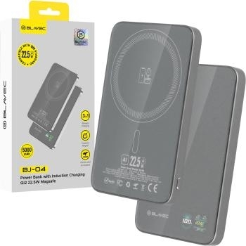Power Bank 5000mAh Typ C Blavec BJ-04 Ultra Slim 7,8mm 22,5W magnetyczny indukcyjny Szary