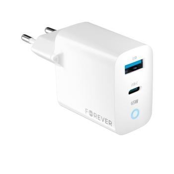 Ładowarka Sieciowa USB A + Typ C Forever GaN PD QC 65W Biały