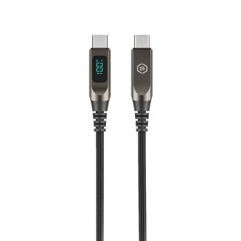 Kabel Typ C na Typ C Blavec Lumix PD 100W 5A wyświetlacz LED Czarny/Szary
