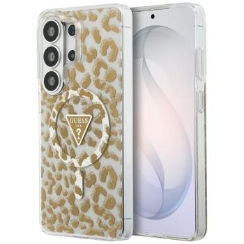 Markowy Hard Case Guess Magnetic IML Leopard Print Triangle Samsung Galaxy S26 Ultra Brązowy