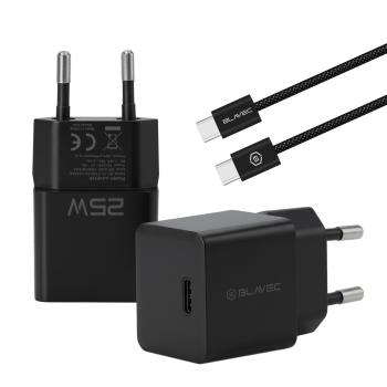 Ładowarka sieciowa USB Typ C Blavec BC-10 PD 25W 3A z kablem Typ C na Typ C Czarny