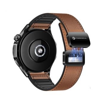 Pasek 22 mm magnetyczny skóra ekologiczna Samsung Galaxy Watch Forcell F-Design FS20 Brązowy