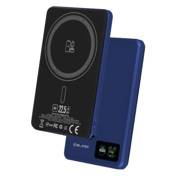 Power Bank 5000mAh Blavec BJ-03 Ultra Slim 7,8mm - Typ C - 22,5W magnetyczny indukcyjny Magsafe 3w1 Granatowy aluminium