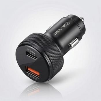 Ładowarka Samochodowa USB + Typ C Blavec BS-04B-C Volt QC 3.0 48W z kablem Typ C na Typ C Czarny