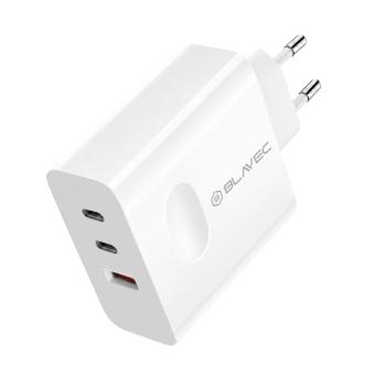 Ładowarka sieciowa USB + 2xTyp C Blavec BC-11 GaN QC PD 65W 3A Biały