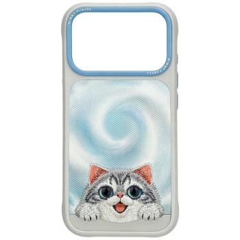 Markowy Hard Case Nimmy Big Eyed Lying Silver Shaded Cat z MagSafe Apple iPhone 18 Pro Max / 17 Pro Max Szary