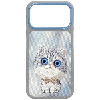 Markowy Hard Case Nimmy Big Eyed Lying Silver Shaded Cat Apple iPhone 18 Pro / 17 Pro Szary