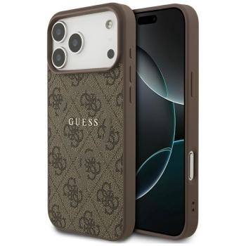 Markowy Hard Case Guess PU 4G Ring Classic Logo z MagSafe Apple iPhone 17 Pro Max Brązowy