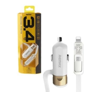 Ładowarka Samochodowa Remax RCC102 2w1 + USB Srebrny - 138007