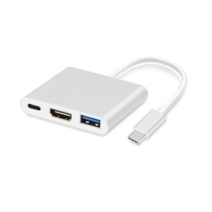 Adapter USB Typ C na HDMI, USB, USB Typ C 4K*2K metalowy 0,25m Biały - 187035