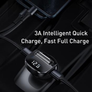 Transmiter FM Baseus F40  AUX 2xUSB 15W Czarny - 143565