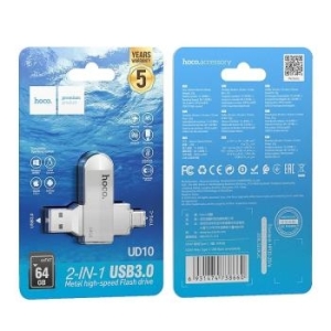 Pendrive 64GB Hoco Wide UD10 USB + Typ C USB3.0 Srebrny - 187153