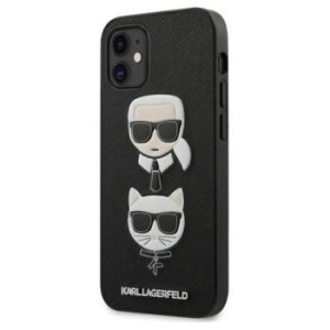 Markowy Hard Case Karl Lagerfeld Saffiano Karl & Choupette Heads Apple iPhone 12 Mini Czarny - 187244