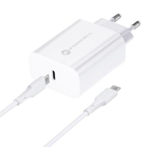 Ładowarka Sieciowa USB Typ C Forcell 3A 25W z funkcją ładowania PD i QC 4.0 + Kabel USB Typ C Biały - 146502