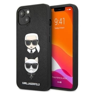 Markowy Hard Case Karl Lagerfeld Saffiano Karl and Choupette Heads Cover Apple iPhone 13 Mini Czarny - 187317