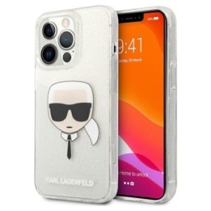 Markowy Hard Case Karl Lagerfeld Glitter Karl`s Head Hardcase Apple iPhone 13/13 Pro Srebrny - 187381