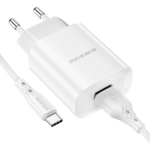 Ładowarka sieciowa USB Borofone BN1 Innovative 2,1A +  Kabel USB Typ C Biały - 147760