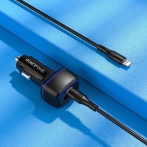 Ładowarka samochodowa USB + Typ C Borofone BZ14A Mercury QC 3.0 PD 20W 3A Czarny - 148004