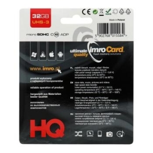 Karta Pamięci 32GB IMRO CLASS 10 UHS 3 100MB s z adapterem SD - 187472