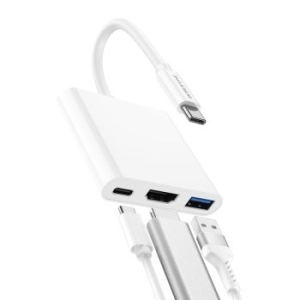 Adapter HUB Typ C na USB3.0 + Typ C PD + HDMI 4K Borofone DH4 Biały - 148796