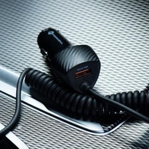 Ładowarka Samochodowa USB Forcel Carbon QC 3.0 18W + Kabel iPhone Lightning PD20W Czarny - 149015