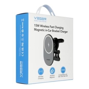 Uchwyt nawiew z ładowaniem indukcyjnym wspiera ładowanie z MagSafe 15W VEGER Y38 Czarny - 150693