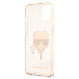 Markowy Hard Case Karl Lagerfeld Glitter Karl`s Head Apple iPhone 13 Mini Złoty - 150993