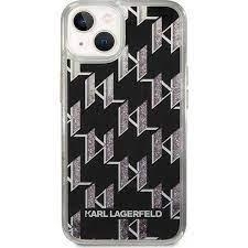 Markowy Hard Case Karl Lagerfeld Liquid Glitter Monogram Apple iPhone 14 Czarny - 151001