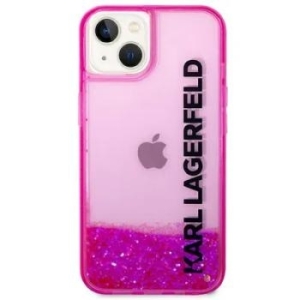 Markowy Hard Case Karl Lagerfeld Liquid Glitter Elongated Logo Apple iPhone 14 Różowy - 152198