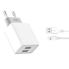 Ładowarka Sieciowa 2xUSB XO L65 2.4A + Kabel iPhone Lightning Biały - 152204