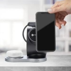 Ładowarka Indukcyjna Qi 3w1 15W Forcell Sail Mag Charger z Ładowaniem MagSafe Czarny - 152801