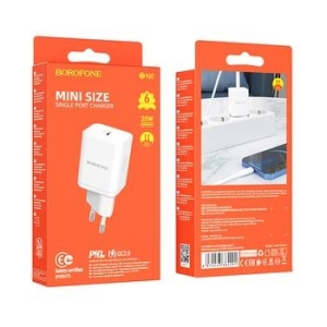 Ładowarka sieciowa USB Typ C Borofone BN6 Field QC 3.0 PD 20W Biały - 154782