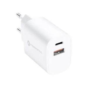 Ładowarka Sieciowa USB + USB Typ C Forcell 3A 30W z ładowaniem PD i QC 4.0 Biały - 155330