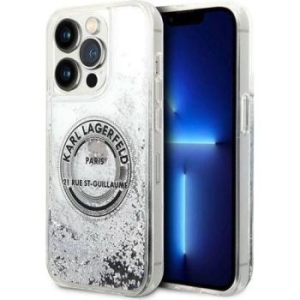 Markowy Hard Case Karl Lagerfeld Liquid Glitter RSG Apple iPhone 14 Pro Max Srebrny - 156067