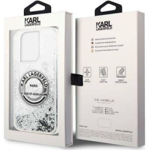 Markowy Hard Case Karl Lagerfeld Liquid Glitter RSG Apple iPhone 14 Pro Max Srebrny - 156070
