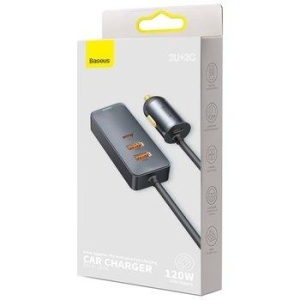 Ładowarka Samochodowa 2xUSB + 2xTyp C Baseus Share Together QC PD 3.0 120W Szary - 156530