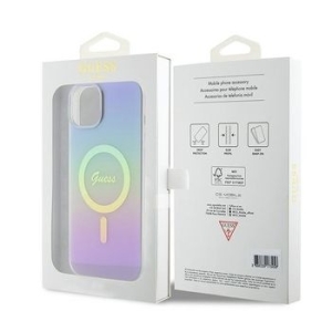 Markowy Hard Case Guess IML Iridescent Magsafe Apple iPhone 15 Fioletowy - 189400