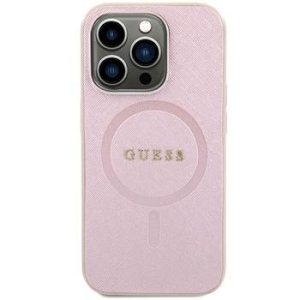 Markowy Hard Case Guess Saffiano MagSafe Apple iPhone 15 Różowy - 189440